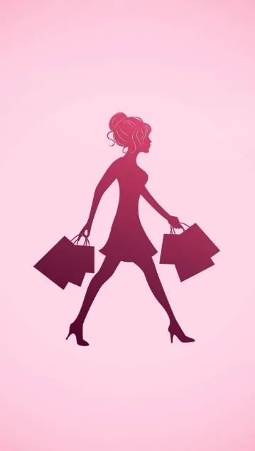 A silhouette of a woman carrying shopping bags